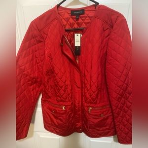 **NWT** Red Talbots Quilted Zip Up Jacket!!